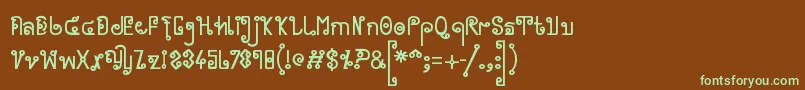 フォントCyclin   – 緑色の文字が茶色の背景にあります。