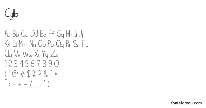 Cylla-fontti – aakkoset, numerot, erikoismerkit