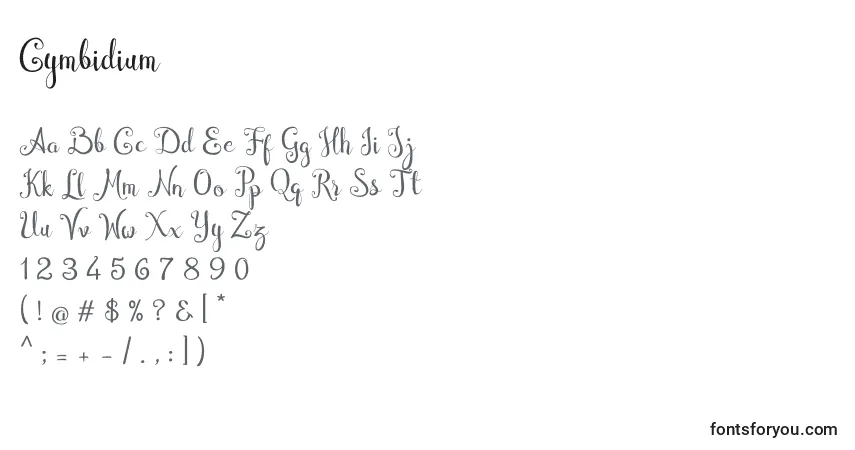 Czcionka Cymbidium – alfabet, cyfry, specjalne znaki