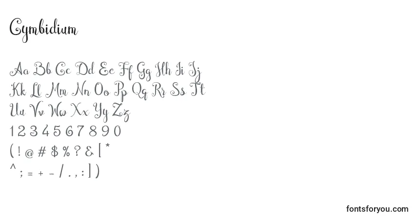 A fonte Cymbidium (124380) – alfabeto, números, caracteres especiais