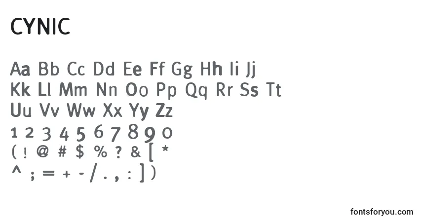 A fonte CYNIC    (124381) – alfabeto, números, caracteres especiais