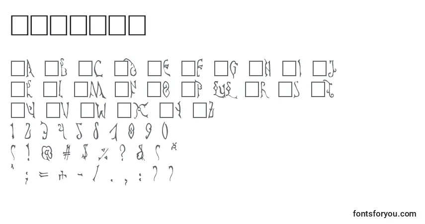 Schriftart CYPRIAN (124384) – Alphabet, Zahlen, spezielle Symbole