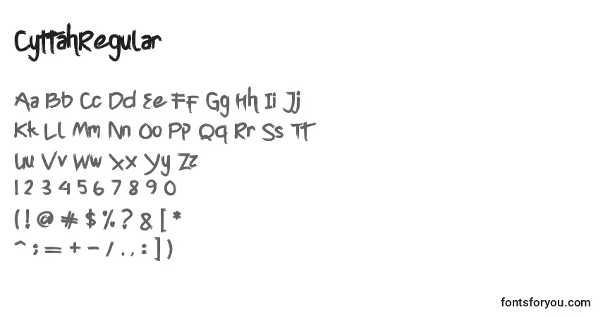 A fonte CyttahRegular – alfabeto, números, caracteres especiais
