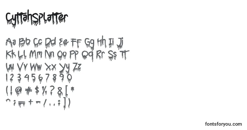 Fuente CyttahSplatter - alfabeto, números, caracteres especiales