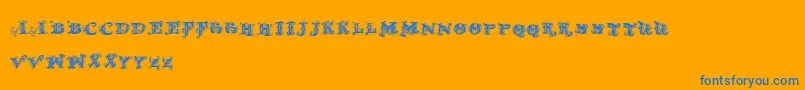 D OLD MODERN 2-Schriftart – Blaue Schriften auf orangefarbenem Hintergrund