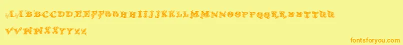 D OLD MODERN 2 Font – Orange Fonts on Yellow Background