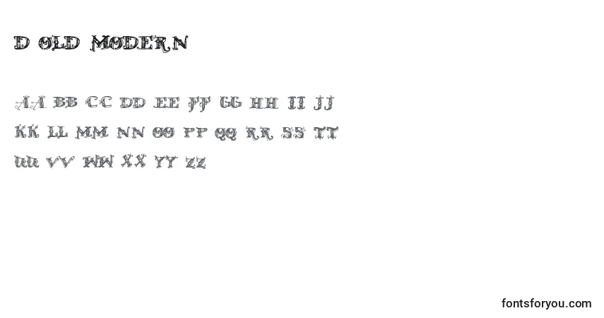 A fonte D OLD MODERN – alfabeto, números, caracteres especiais
