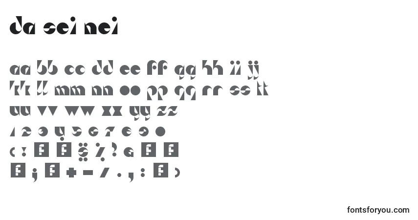 A fonte Da Sei Nei – alfabeto, números, caracteres especiais
