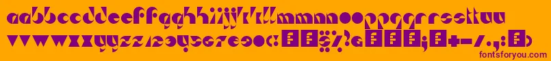 Da Sei Nei-Schriftart – Violette Schriften auf orangefarbenem Hintergrund