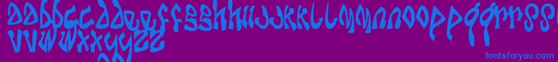 DABOMB  -Schriftart – Blaue Schriften auf violettem Hintergrund