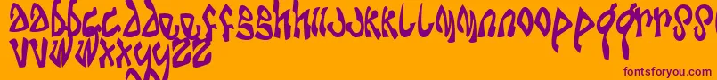 DABOMB  -fontti – violetit fontit oranssilla taustalla