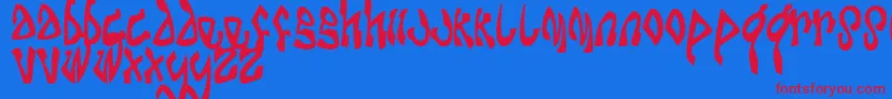 DABOMB  -fontti – punaiset fontit sinisellä taustalla