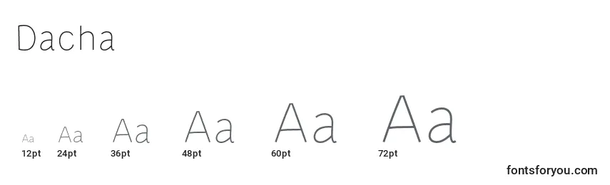 Размеры шрифта Dacha