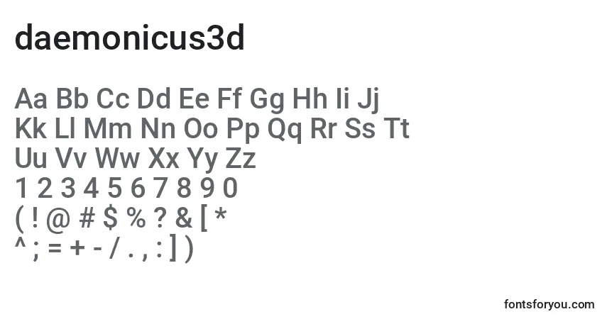 Schriftart Daemonicus3d (124397) – Alphabet, Zahlen, spezielle Symbole