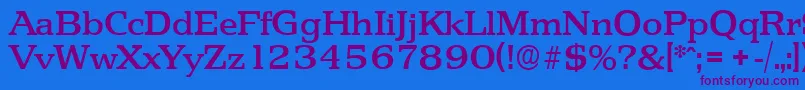 PenthouseserialMediumRegular-Schriftart – Violette Schriften auf blauem Hintergrund