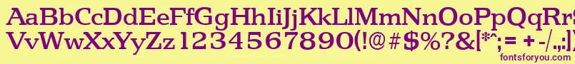 PenthouseserialMediumRegular-Schriftart – Violette Schriften auf gelbem Hintergrund