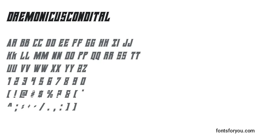Daemonicuscondital (124400)-fontti – aakkoset, numerot, erikoismerkit