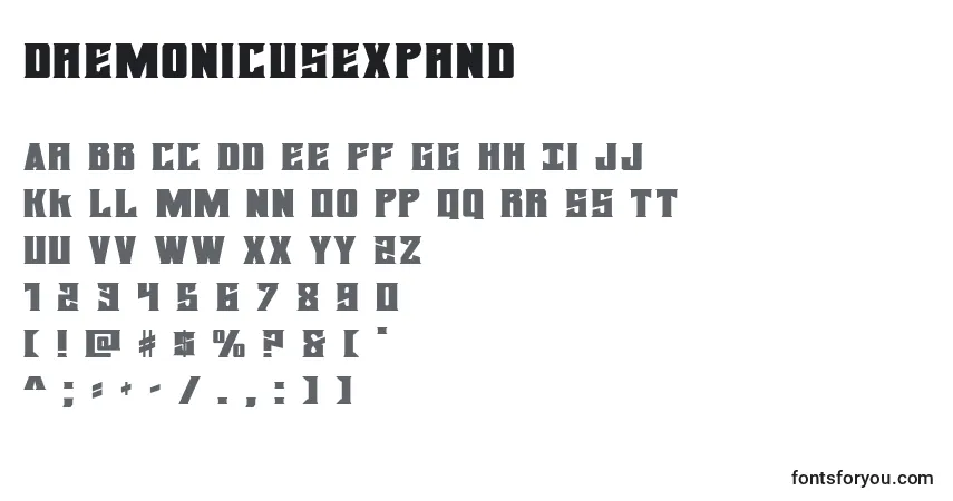 Daemonicusexpand (124401)-fontti – aakkoset, numerot, erikoismerkit