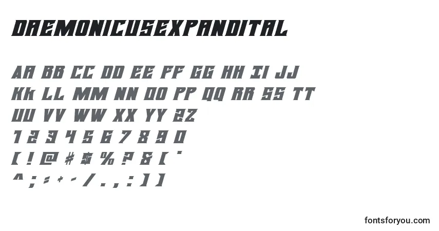 A fonte Daemonicusexpandital (124402) – alfabeto, números, caracteres especiais