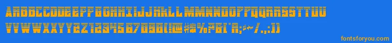 フォントdaemonicushalf – オレンジ色の文字が青い背景にあります。