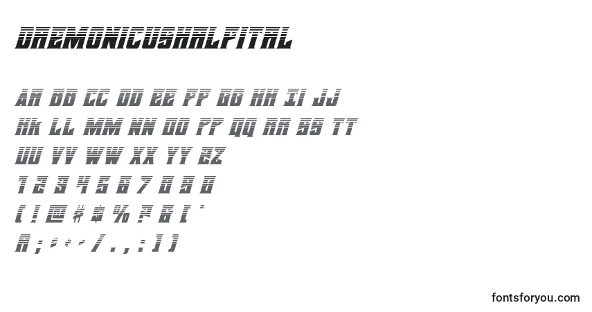 A fonte Daemonicushalfital – alfabeto, números, caracteres especiais