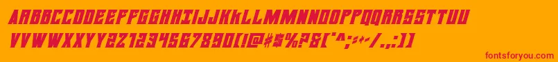 daemonicusital-Schriftart – Rote Schriften auf orangefarbenem Hintergrund