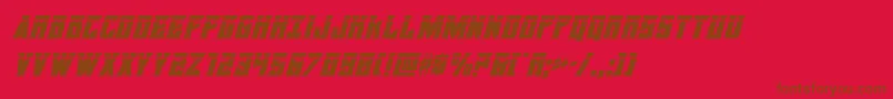 フォントdaemonicuslaserital – 赤い背景に茶色の文字