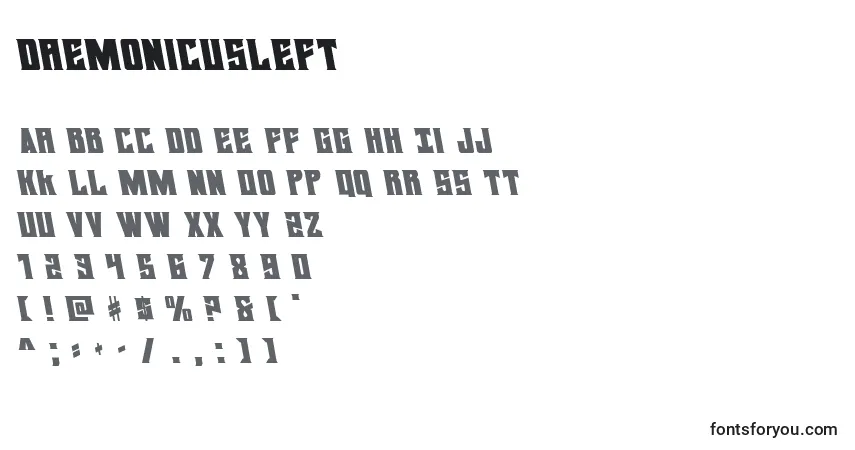 Шрифт Daemonicusleft (124410) – алфавит, цифры, специальные символы