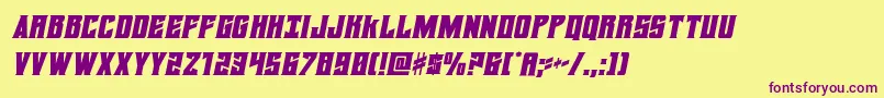 フォントdaemonicussemital – 紫色のフォント、黄色の背景