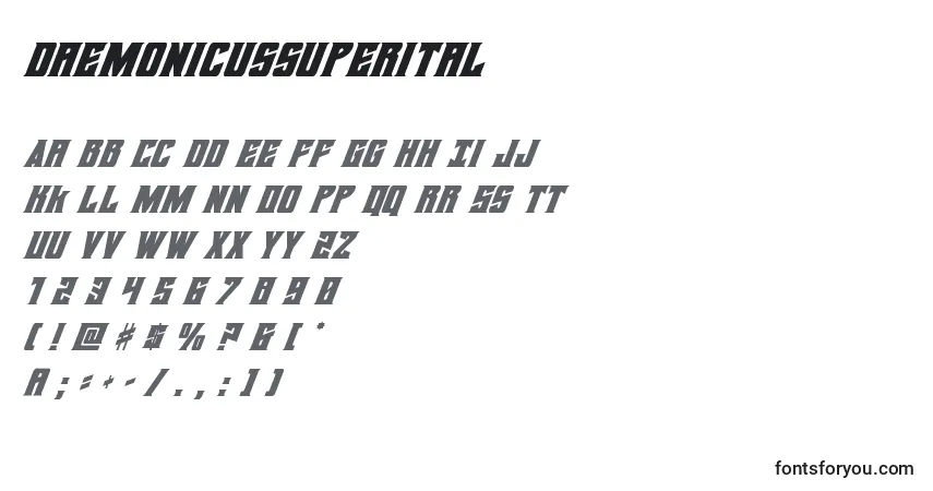 Daemonicussuperitalフォント–アルファベット、数字、特殊文字
