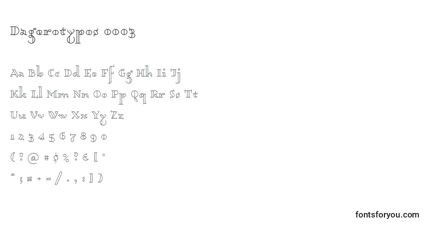 A fonte Dagerotypos 0003 – alfabeto, números, caracteres especiais