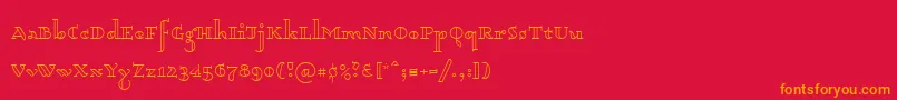 フォントDagerotypos 0003 – 赤い背景にオレンジの文字