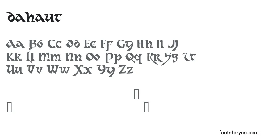 A fonte Dahaut   (124416) – alfabeto, números, caracteres especiais