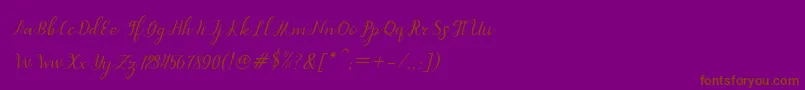 Шрифт dahlia script Italic – коричневые шрифты на фиолетовом фоне