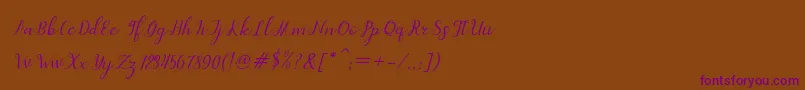 dahlia script Italic Font – Purple Fonts on Brown Background