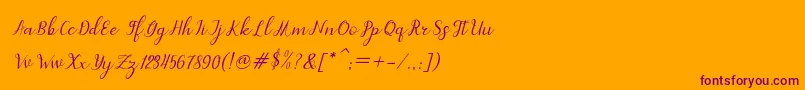 dahlia script Italic Font – Purple Fonts on Orange Background