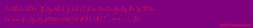 dahlia script Italic-Schriftart – Rote Schriften auf violettem Hintergrund