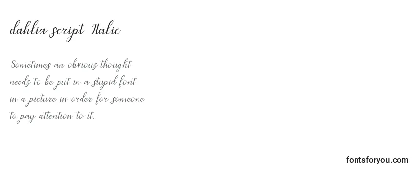 Обзор шрифта Dahlia script Italic