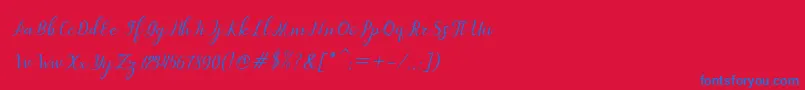 dahlia script Italic Font – Blue Fonts on Red Background