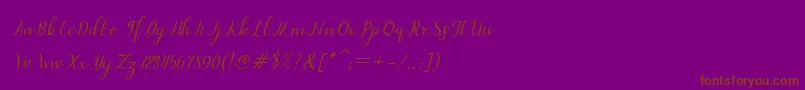 Шрифт dahlia script Italic – коричневые шрифты на фиолетовом фоне