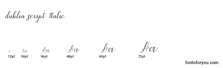 Dahlia script Italic (124418) Font Sizes