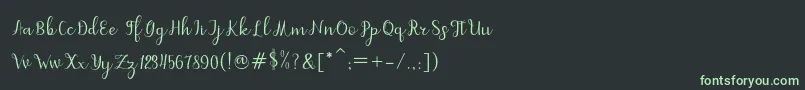 dahlia script-fontti – vihreät fontit mustalla taustalla