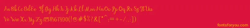 フォントdahlia script – 赤い背景にオレンジの文字