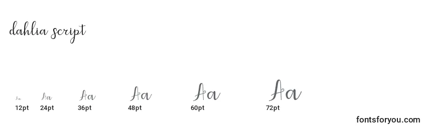 Dahlia script-fontin koot