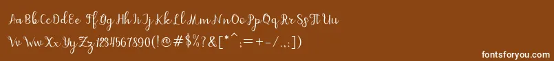 フォントdahlia script – 茶色の背景に白い文字
