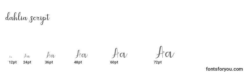 Tamanhos de fonte Dahlia script (124420)