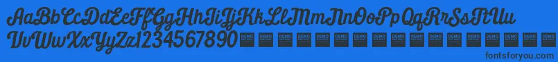 Daily Grind   Demo-Schriftart – Schwarze Schriften auf blauem Hintergrund