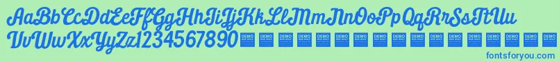 Daily Grind   Demo-Schriftart – Blaue Schriften auf grünem Hintergrund