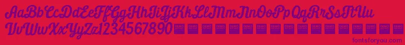Шрифт Daily Grind   Demo – фиолетовые шрифты на красном фоне
