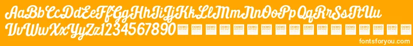 Daily Grind   Demo-Schriftart – Weiße Schriften auf orangefarbenem Hintergrund